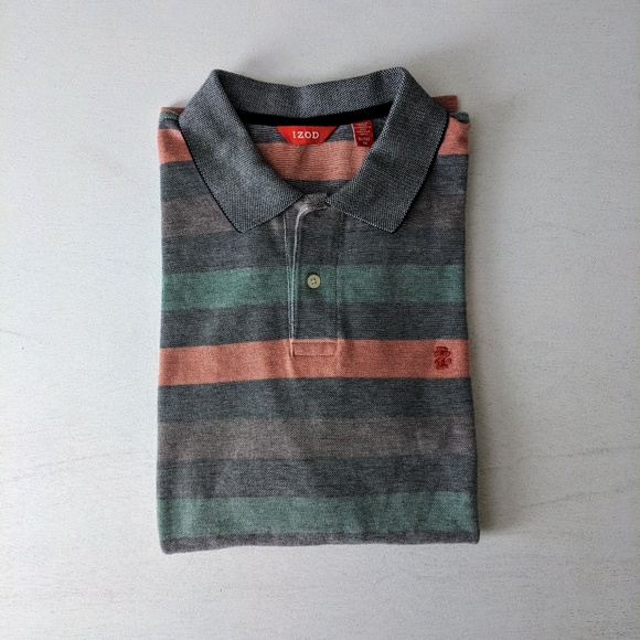 Izod Multicolored Striped Rainbow Polo Size XL - Picture 8 of 8